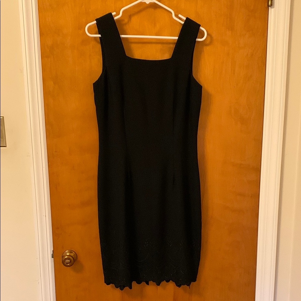 Carole Little Black Sheath Dress Square Neck Sleeveless